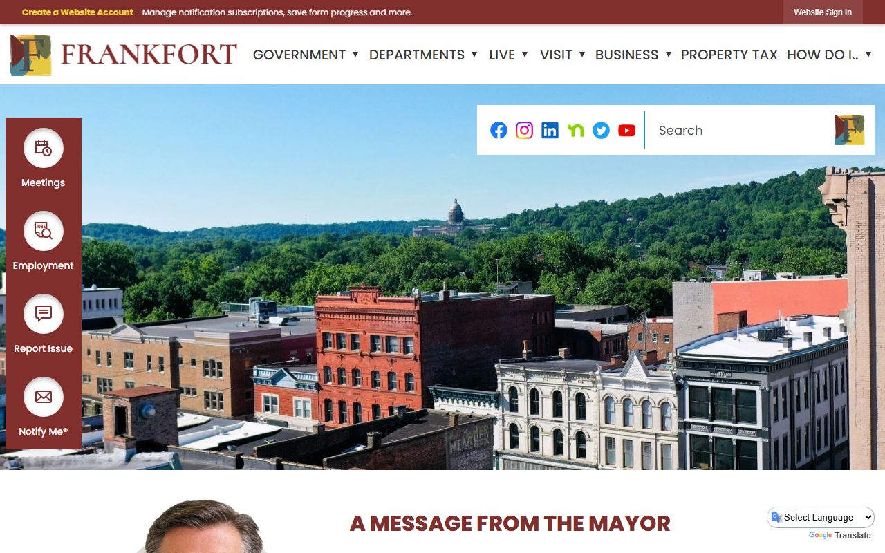 City of Frankfort government website with community information