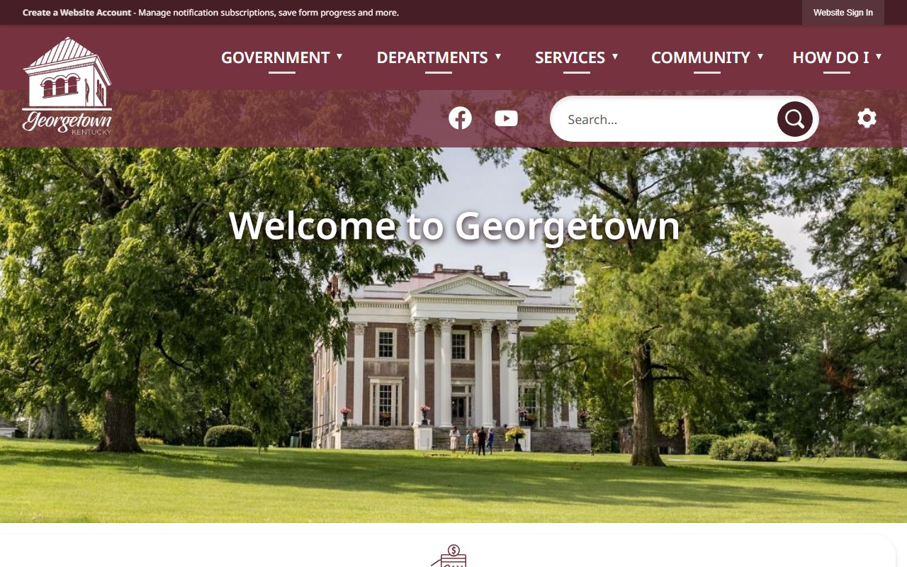 City of Georgetown website showing local government and court information