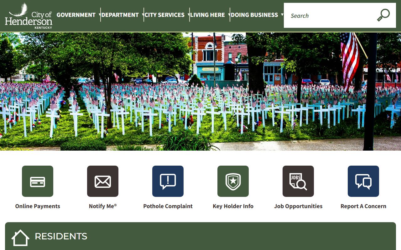 City of Henderson government website with community services