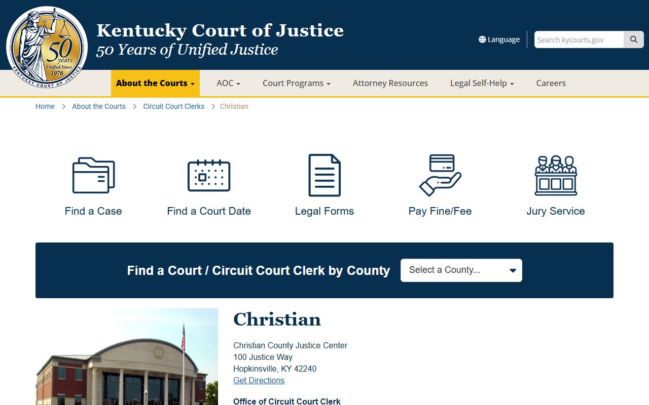 Christian County court information for Hopkinsville records