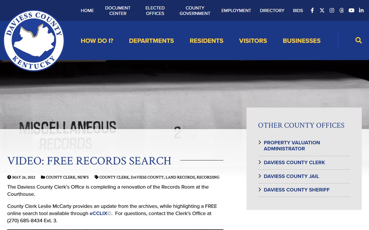 Daviess County records search video tutorial for Owensboro Family Court Records