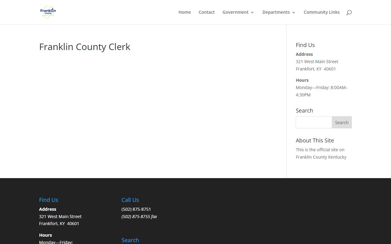 Franklin County Clerk office with records access information
