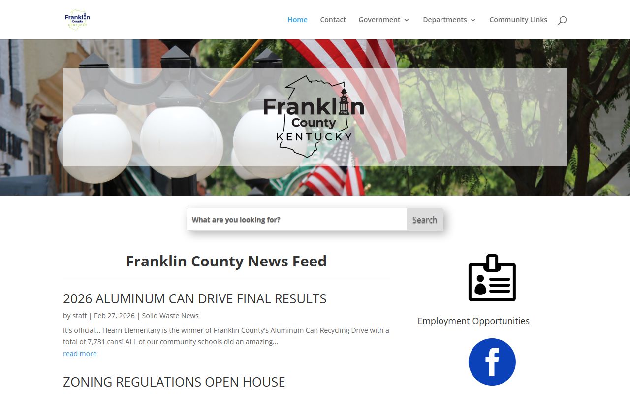 Franklin County Government website with department information