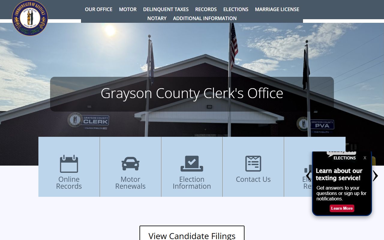 Grayson County Clerk website providing access to court records