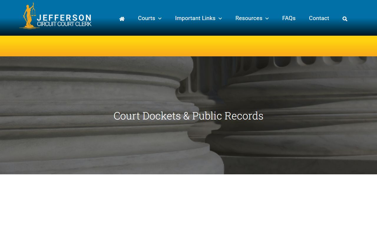 Jefferson County court dockets page for Louisville Family Court Records