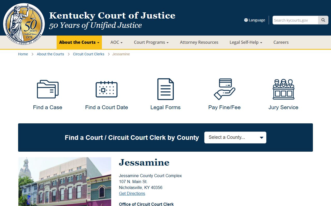 Jessamine County court information for Nicholasville Family Court Records