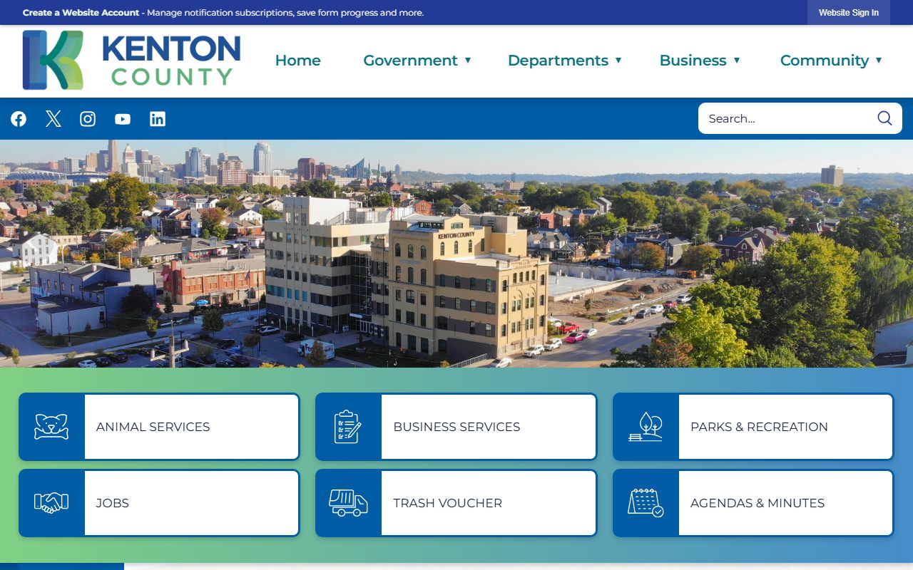 Kenton County Government website showing court resources for Kenton County Family Court Records