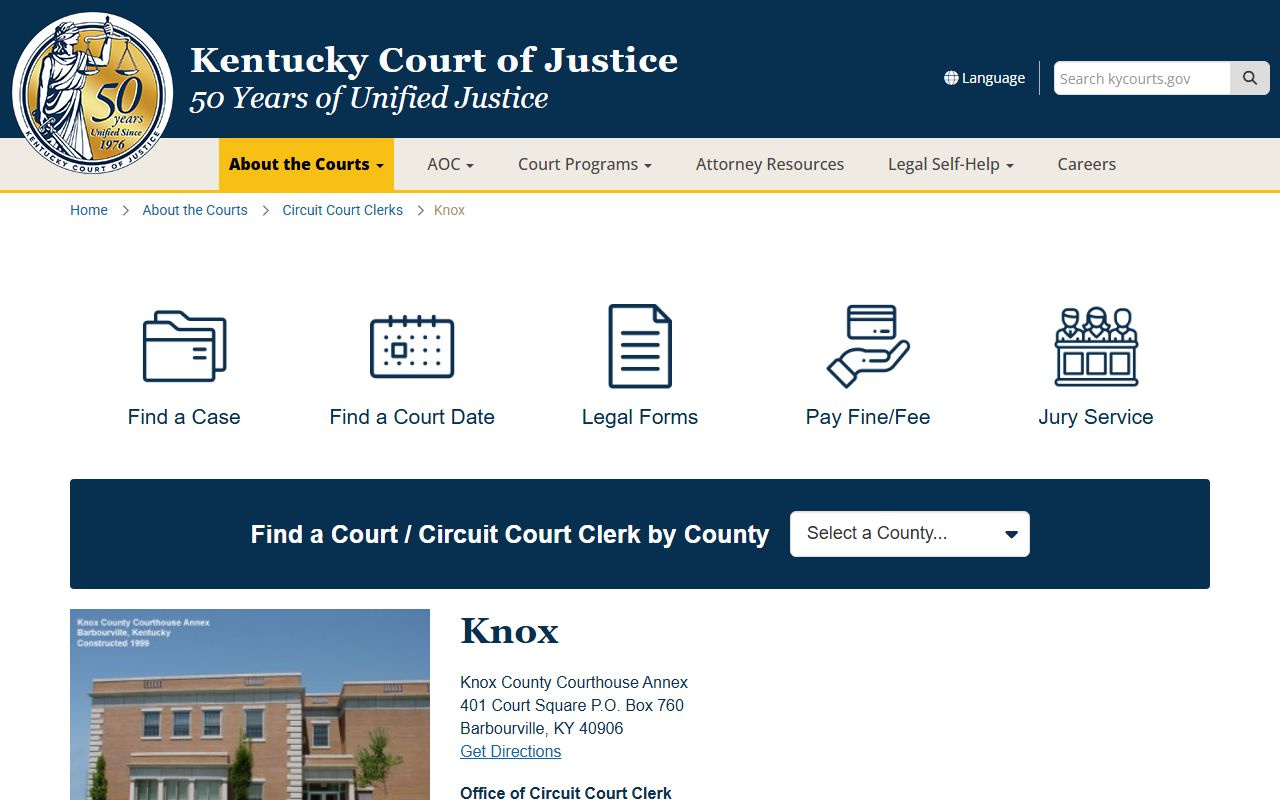 Knox County court information page for Family Court Records access