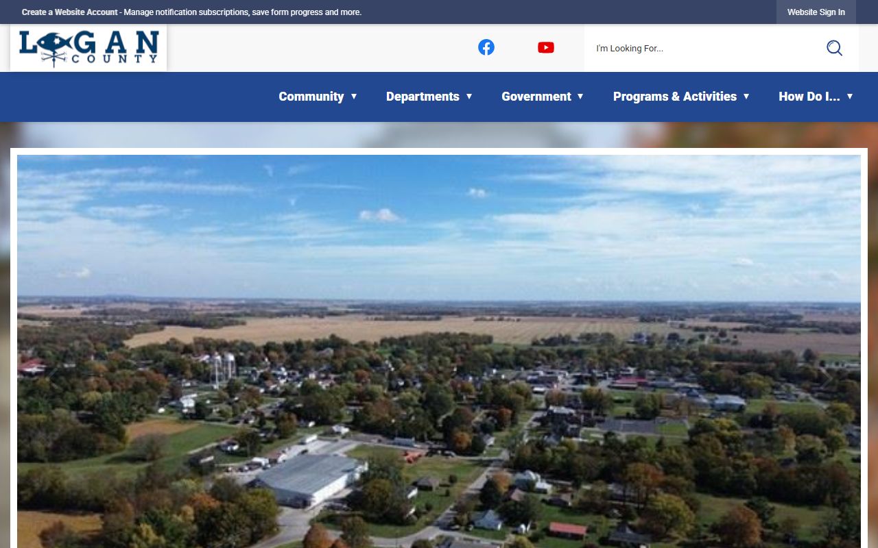 Logan County government page showing court services and records access