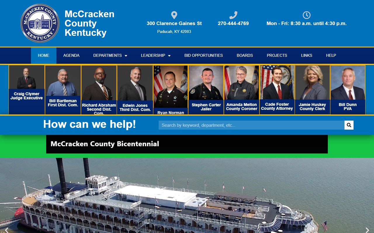 McCracken County Government website with department listings