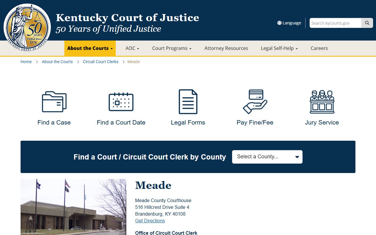 Meade County court information page for Meade County Family Court Records