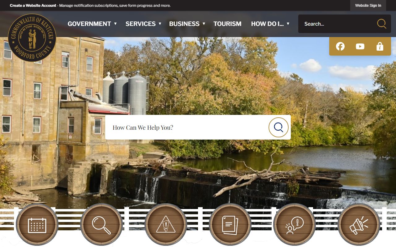 Woodford County government page showing court services and records access